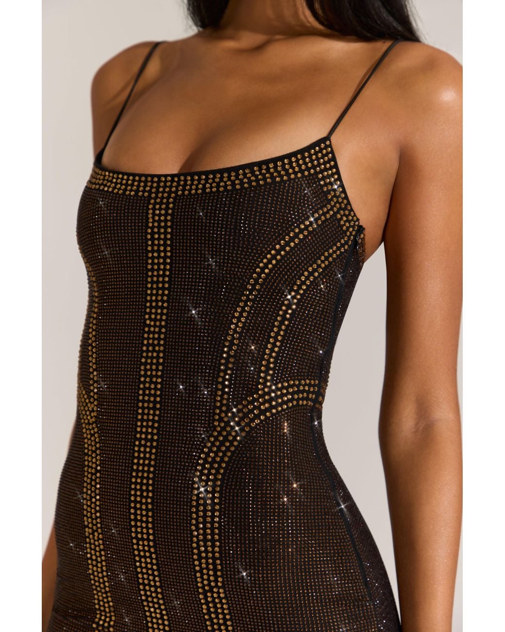 Oh Polly Multicolor Embellished Scoop-Neck Mini Dress