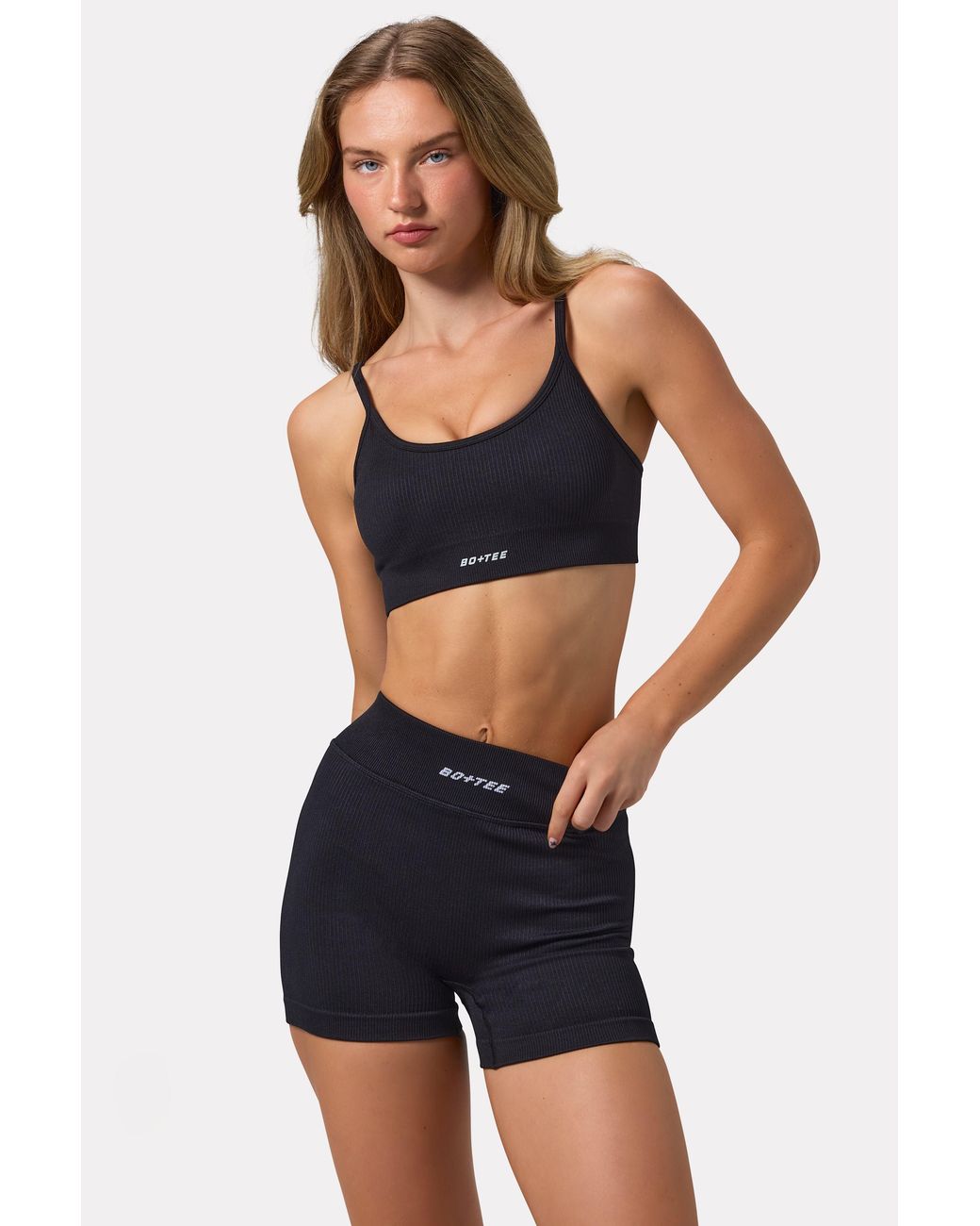 BO+TEE Black Flexirib Mini Shorts