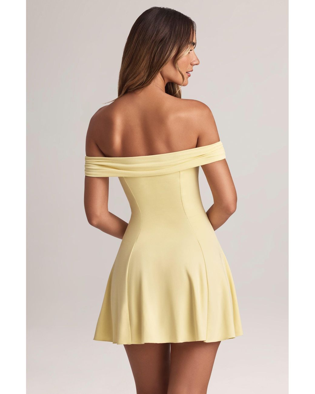 Oh Polly Yellow Modal Off-Shoulder A-Line Mini Dress