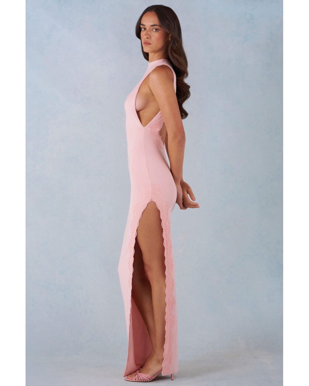 Oh Polly Pink Modal Halterneck Maxi Dress