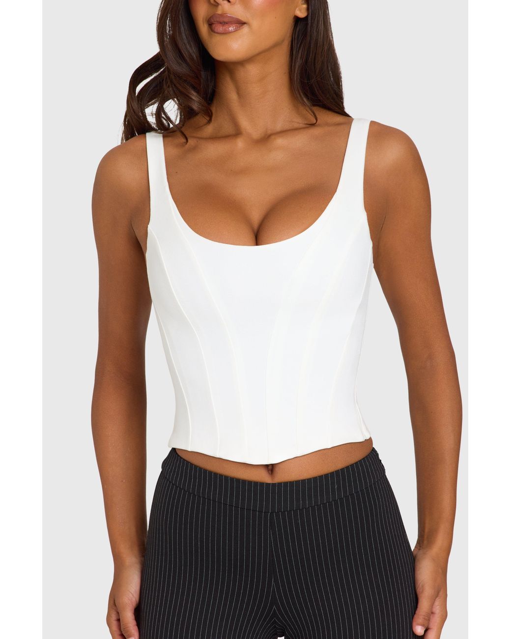 Oh Polly White Ponte Corset Top