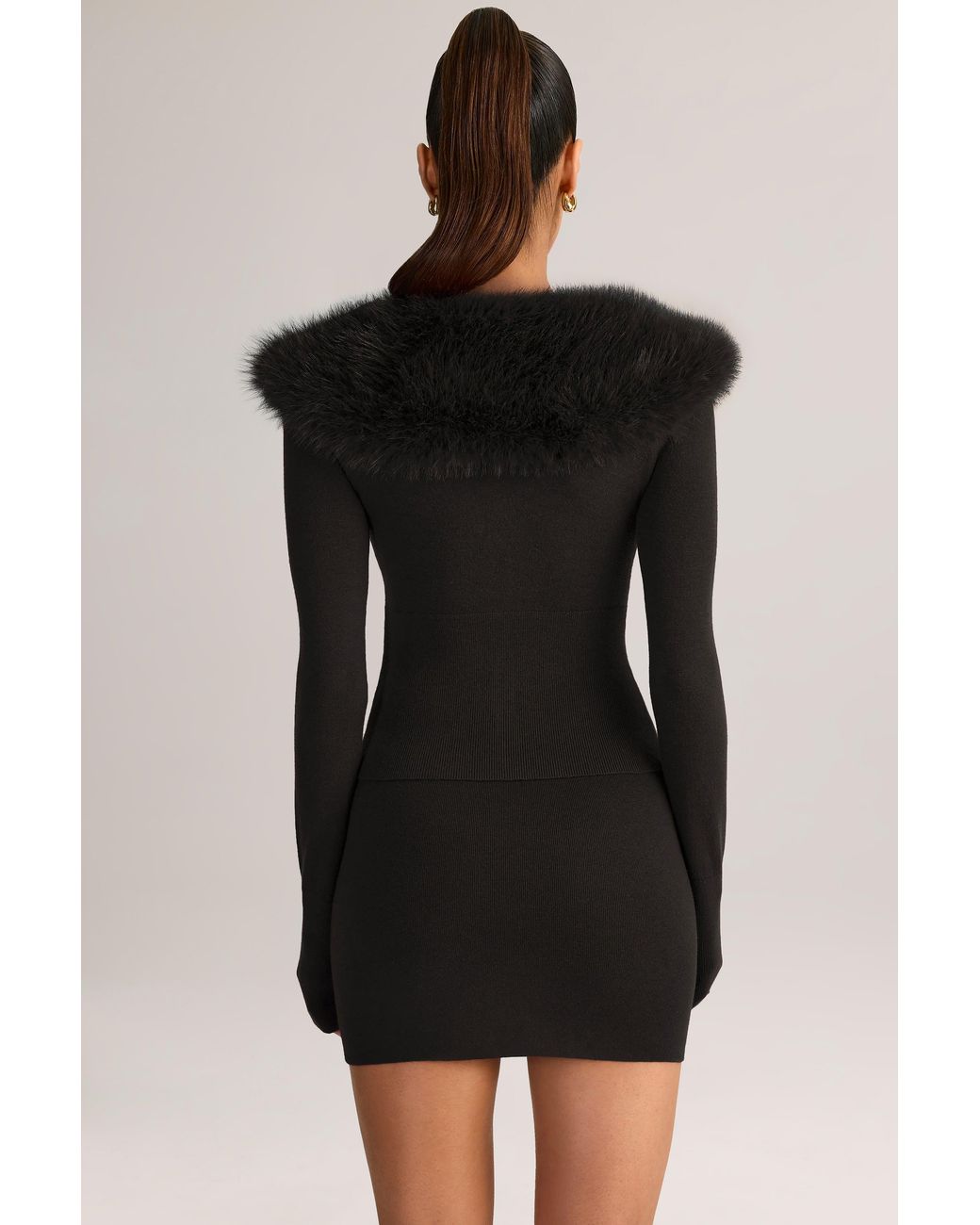 Oh Polly Black Knit Mid-Rise Mini Skirt