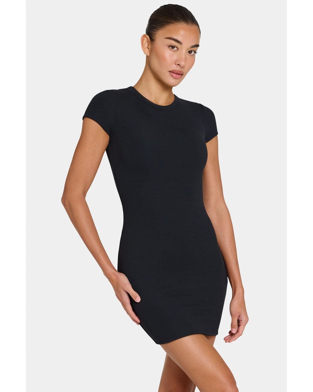 BO+TEE Black Buttercloud Cap Sleeve Mini Dress