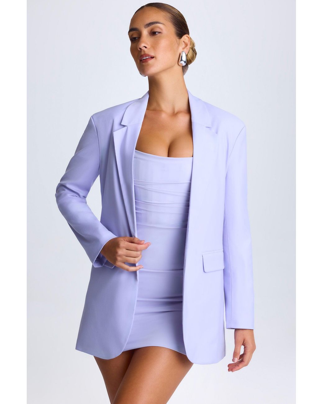 Oh Polly Purple Oversized Single-Breasted Blazer