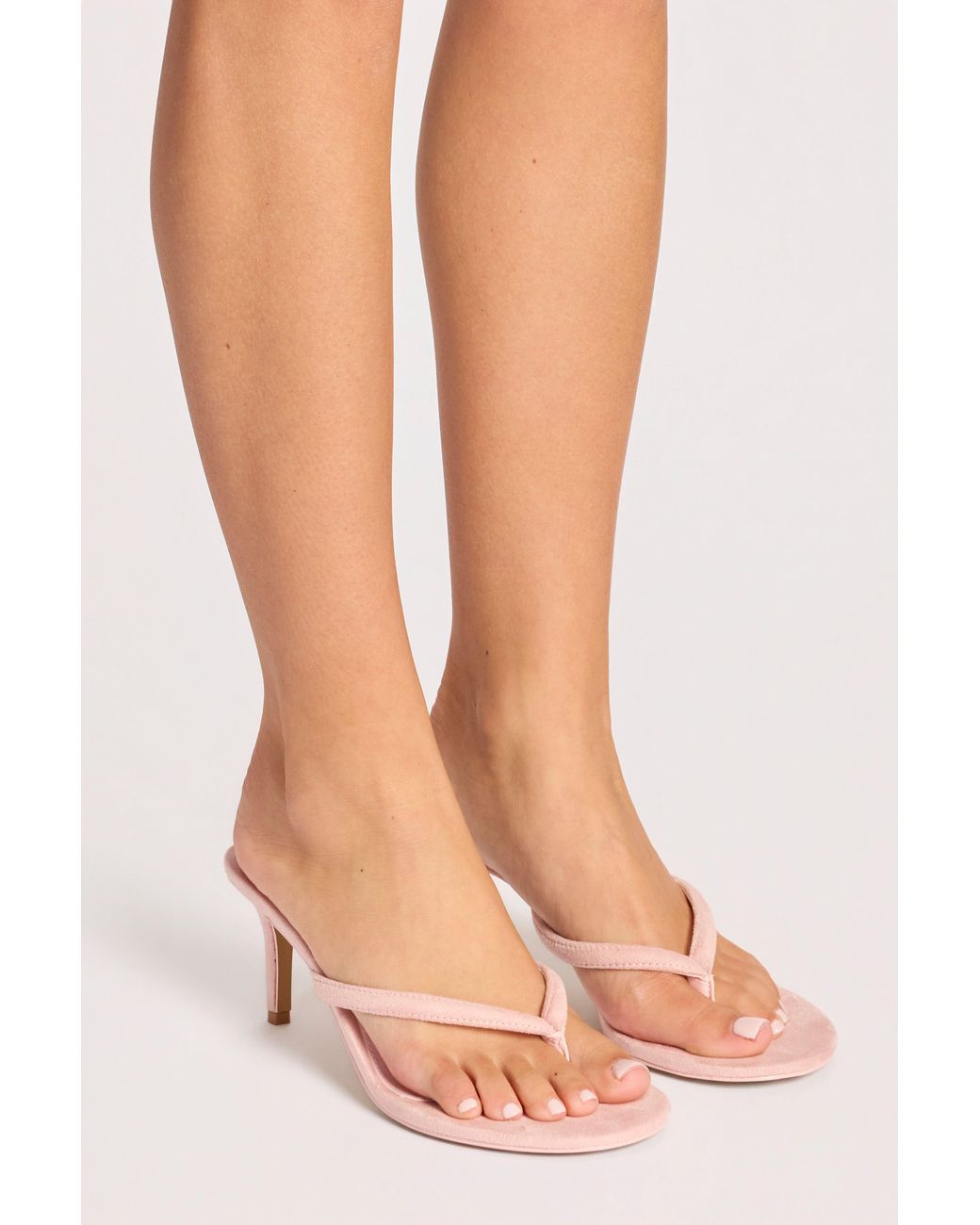 Oh Polly Pink Heeled Thong Sandals