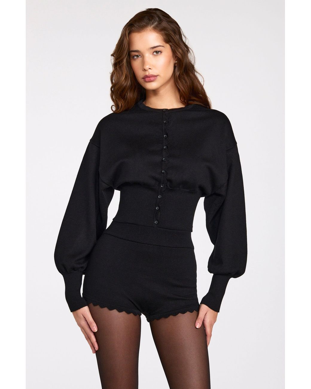 Oh Polly Black Knit Long-Sleeve Cardigan
