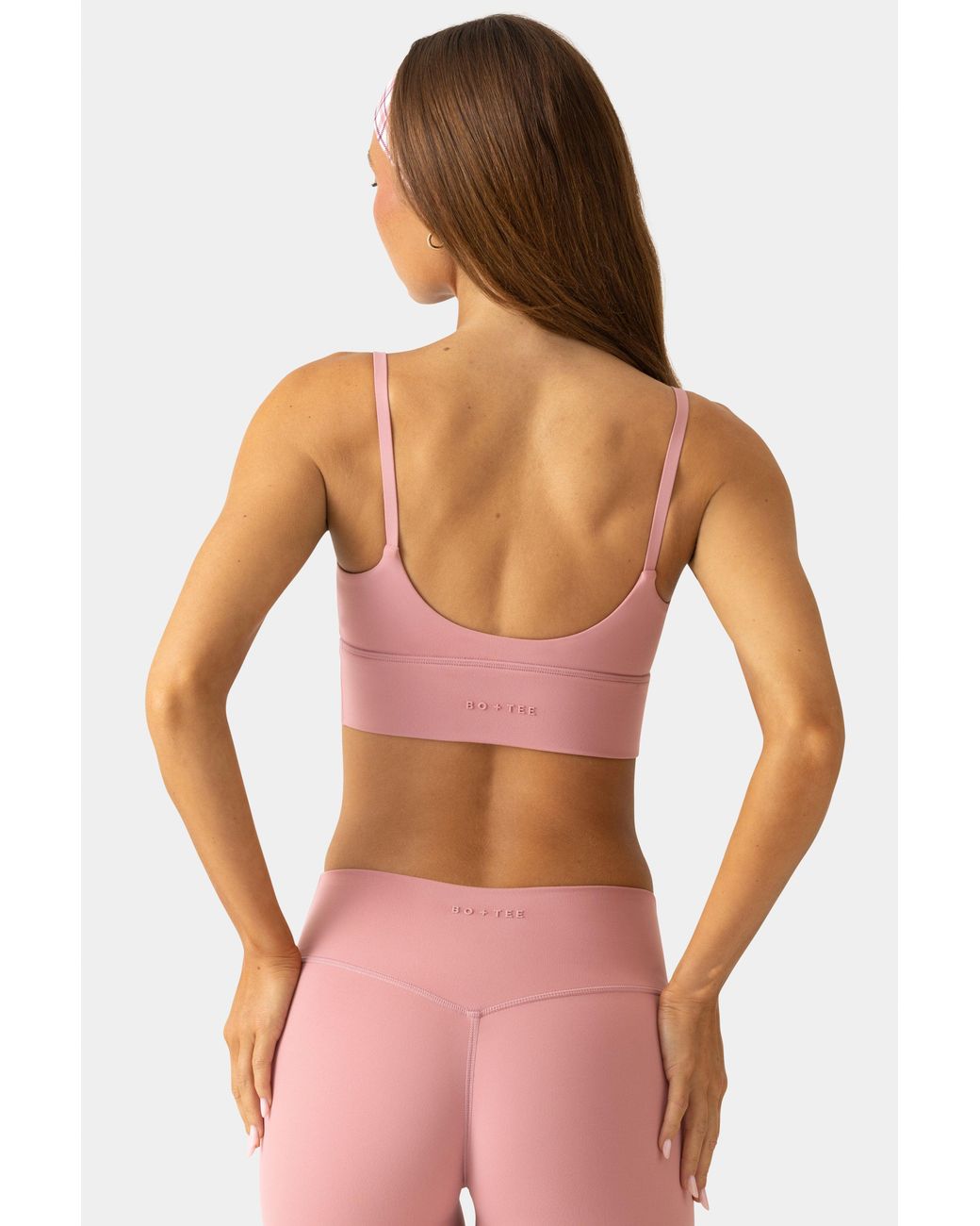 BO+TEE Pink Soft Active Scoop-Neck Sports Bra
