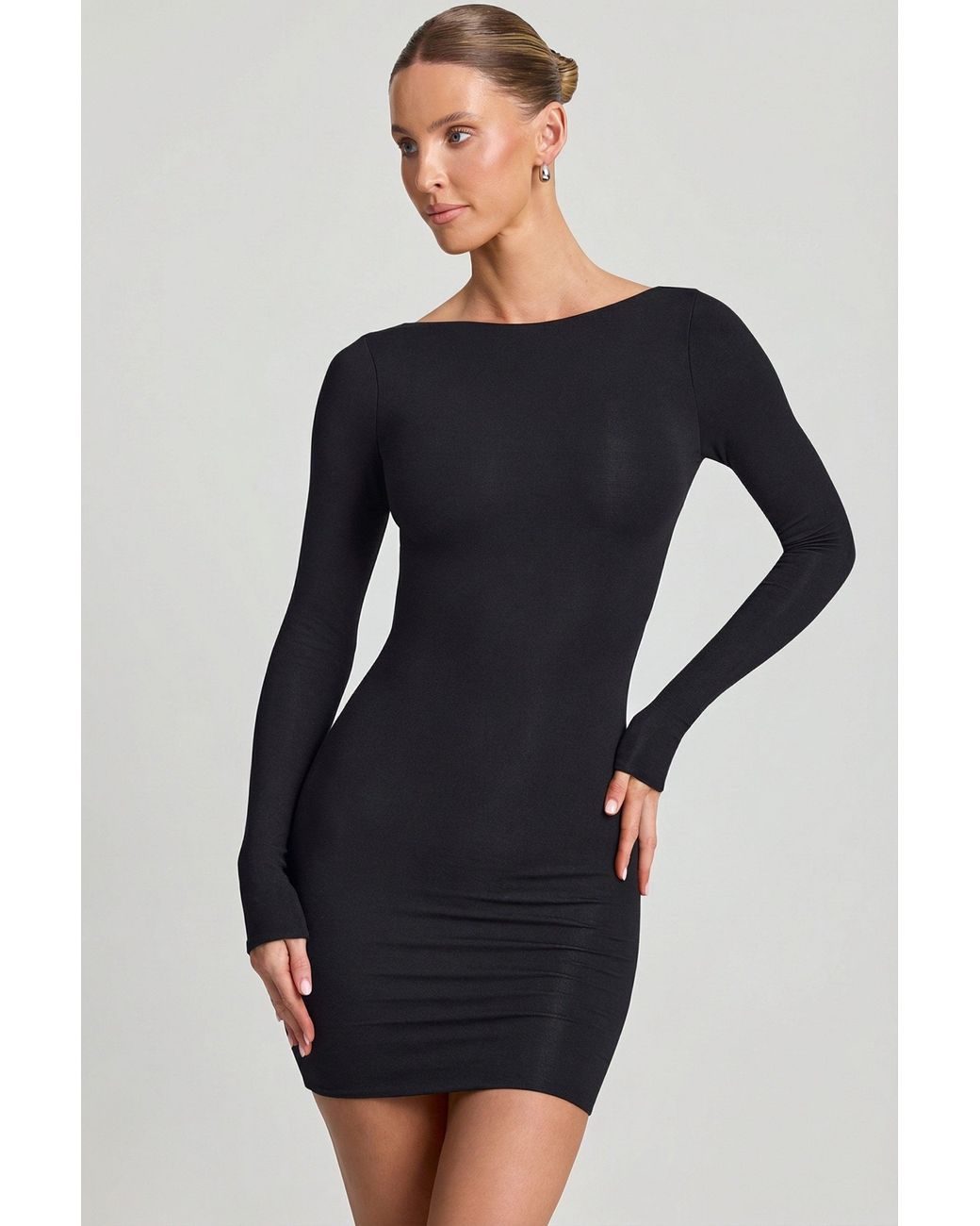 Oh Polly Black Modal Open-Back Bodycon Mini Dress