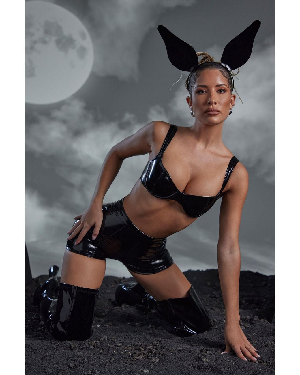 Oh Polly Black Vinyl Curved Cup Bra
