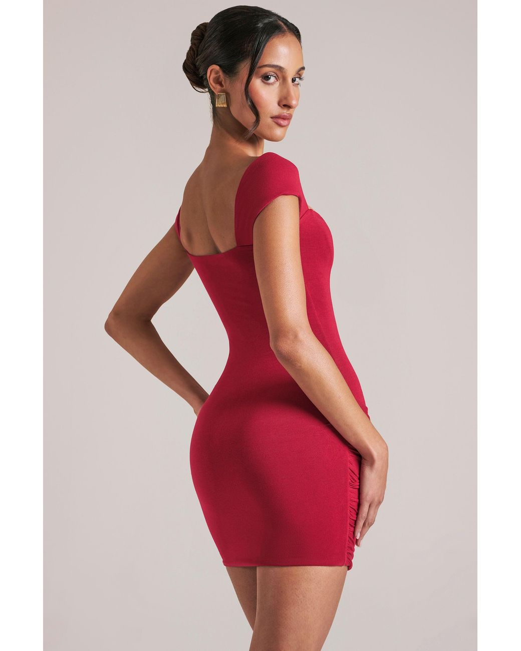 Oh Polly Red Sweetheart Neckline Mini Dress
