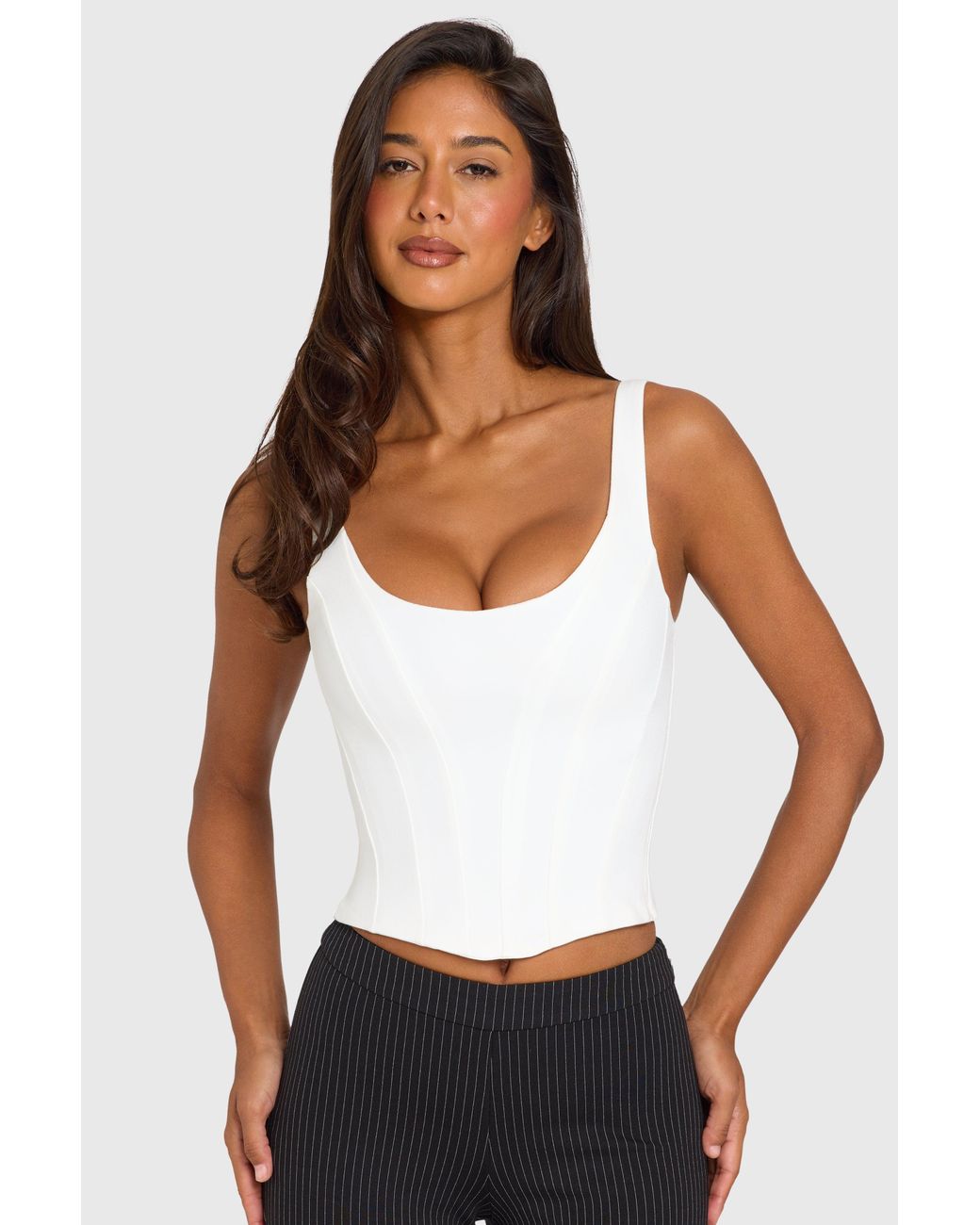 Oh Polly White Ponte Corset Top