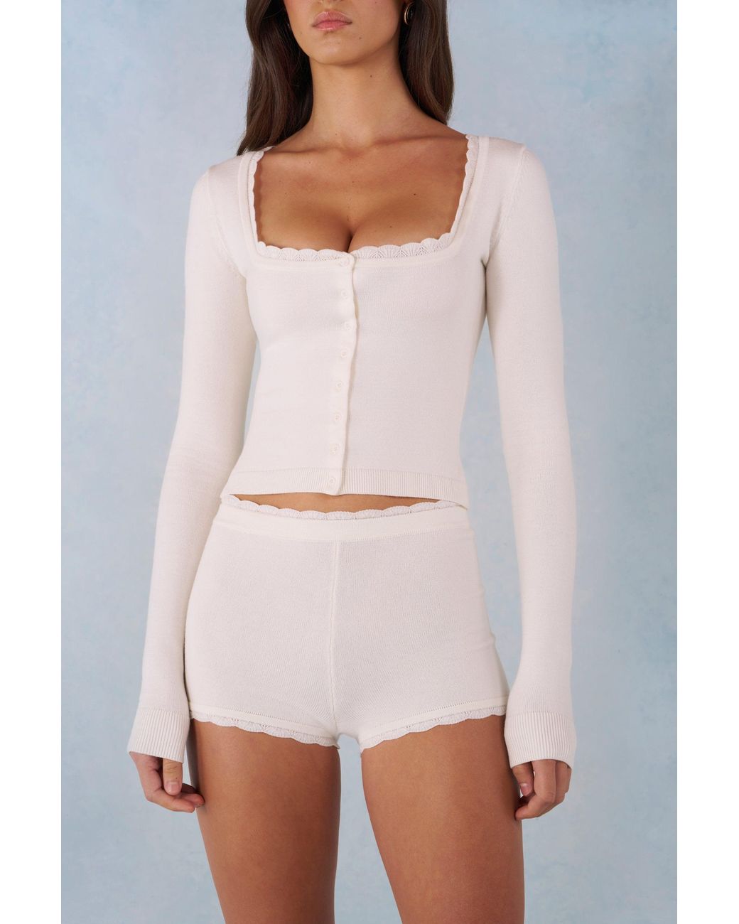 Oh Polly White Knit Long-Sleeve Cardigan