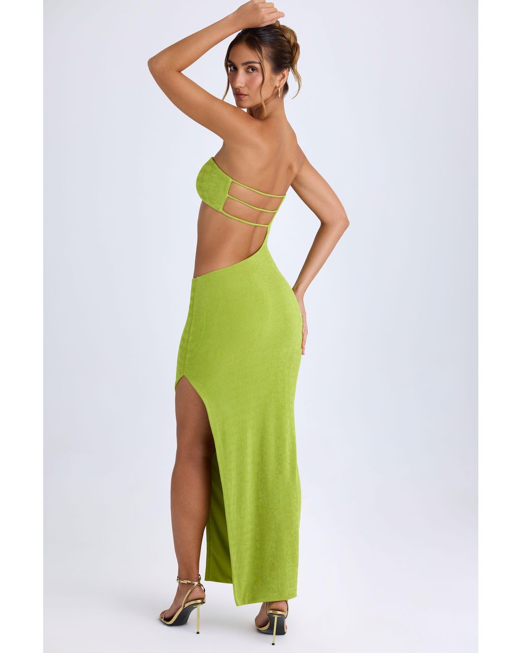 Oh Polly Green Cut-Out Bandeau Maxi Dress