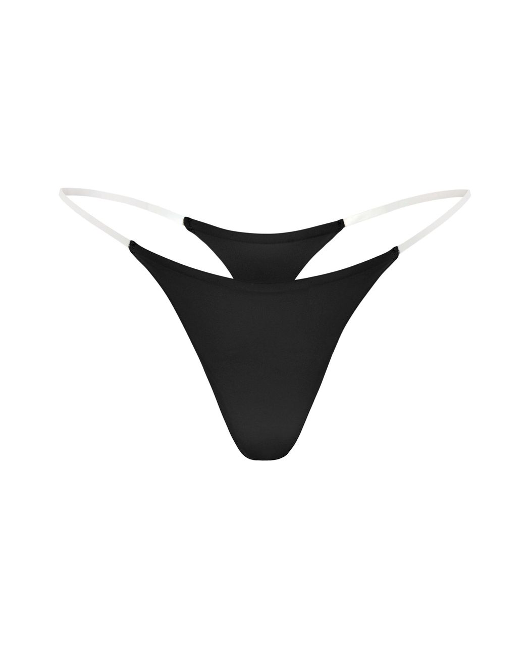 Oh Polly Black Seamless Knit Clear Strap Thong