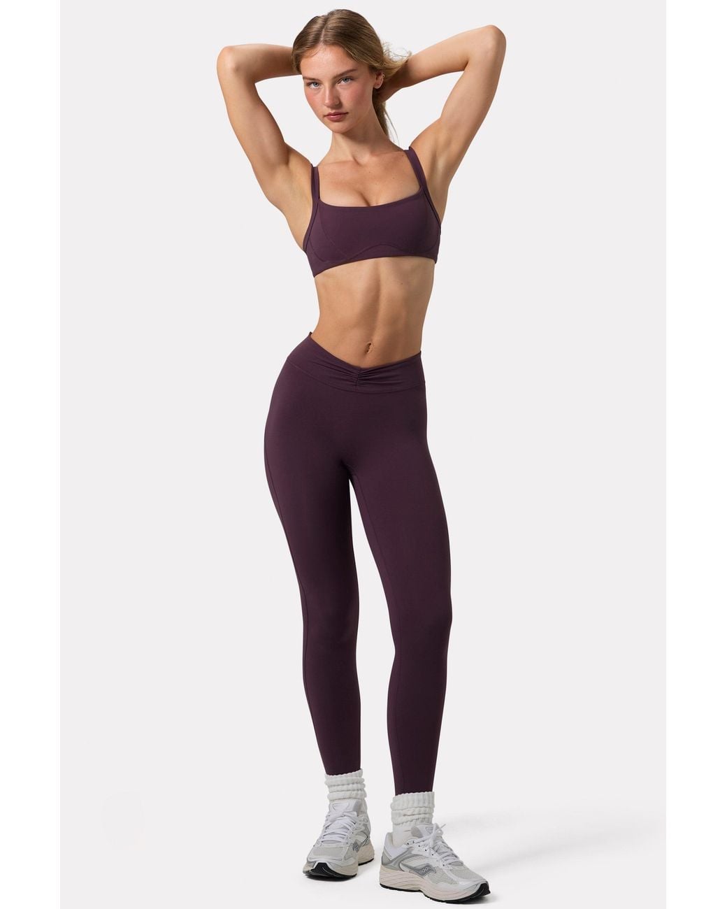 BO+TEE Purple Soft Active Ruched Leggings