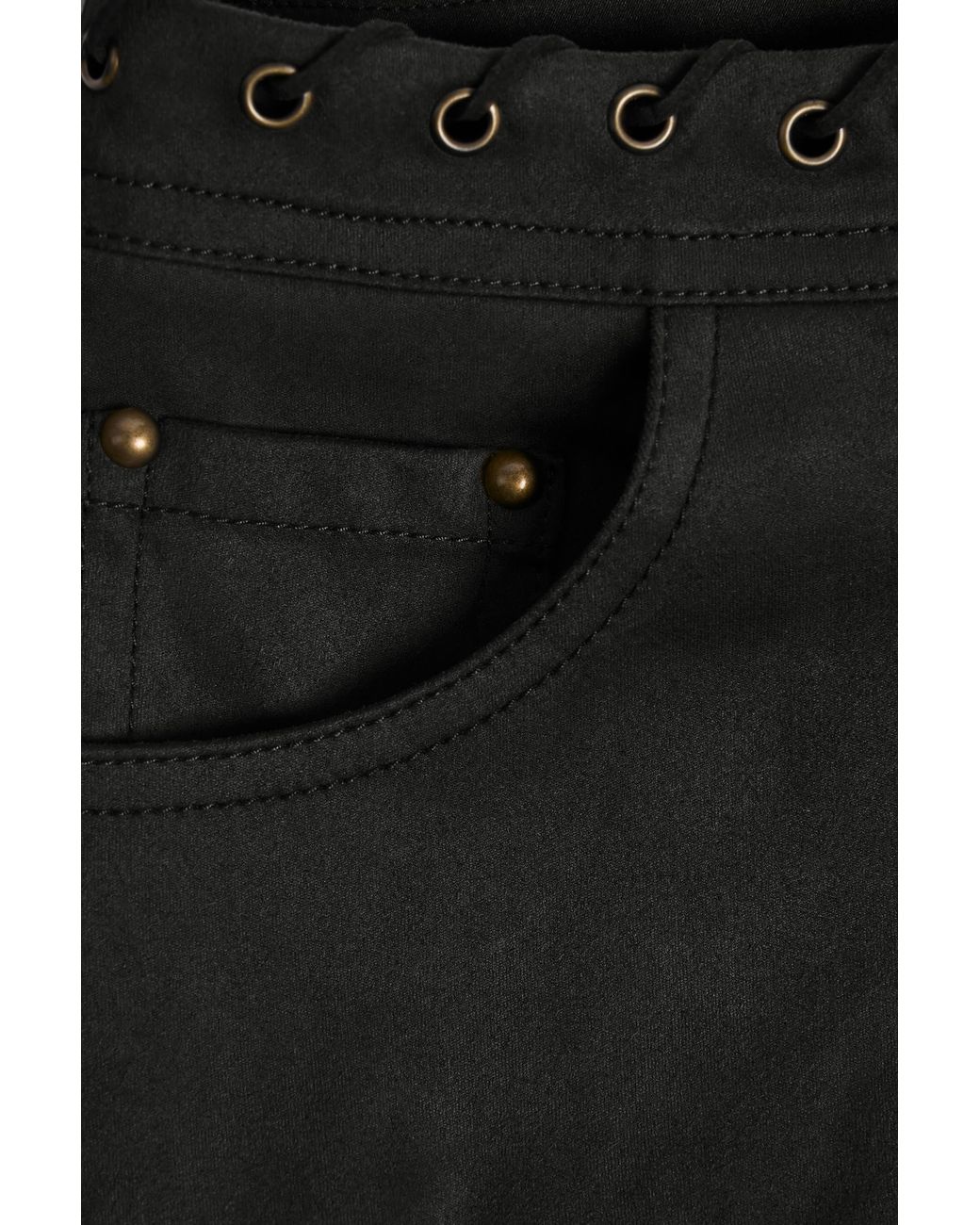 Oh Polly Black Lace-Up Mid-Rise Shorts