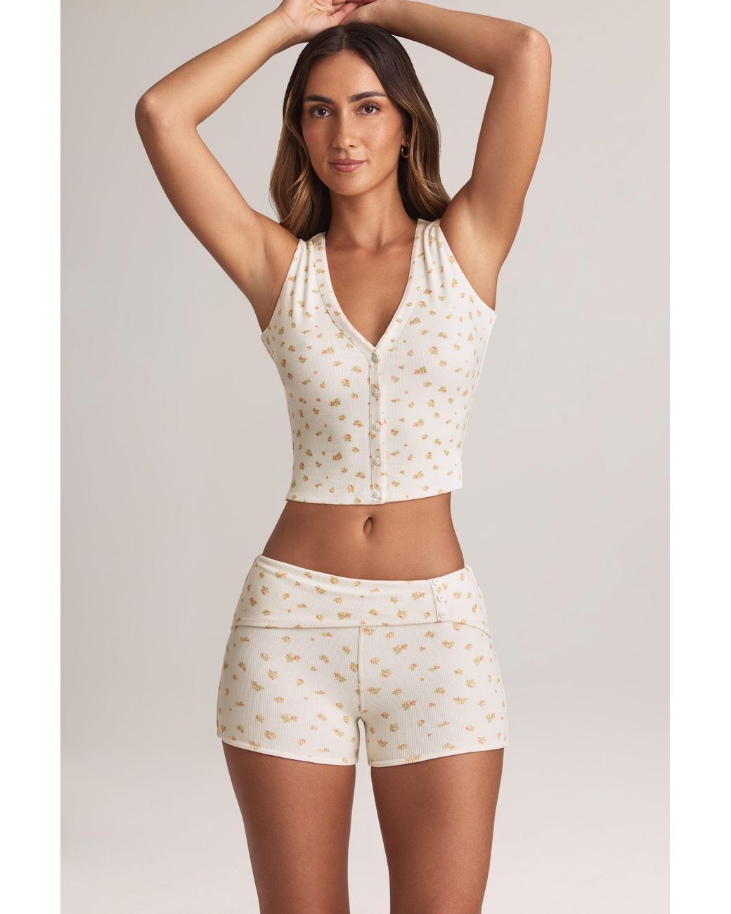 Oh Polly Multicolor Modal Foldover Mid-Rise Shorts