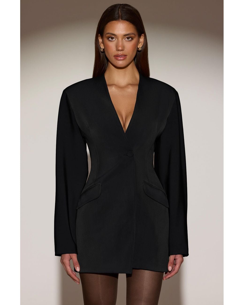 Oh Polly Black Single-Breasted Blazer Mini Dress