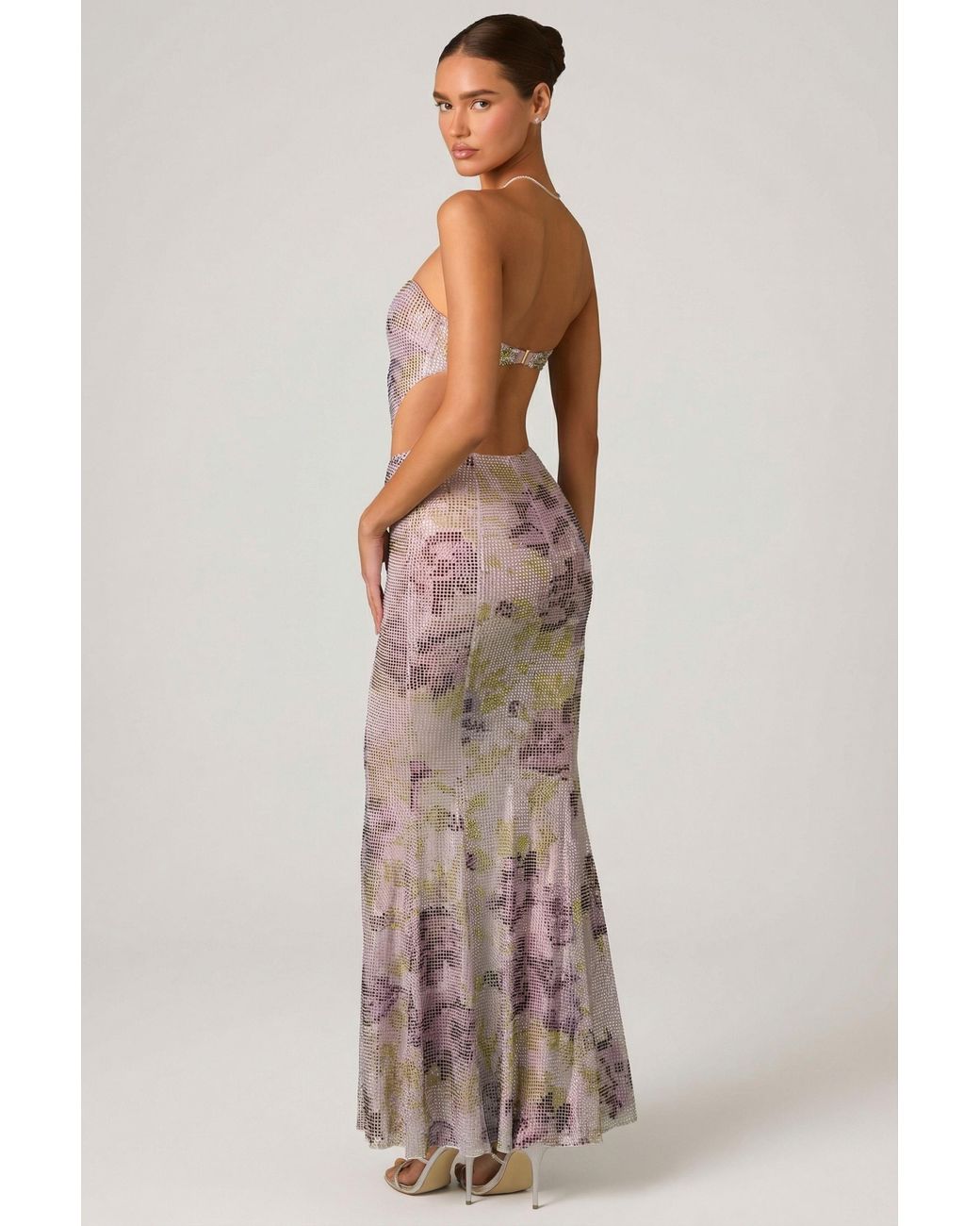 Oh Polly Purple Embellished Cut-Out Fishtail Maxi Dress