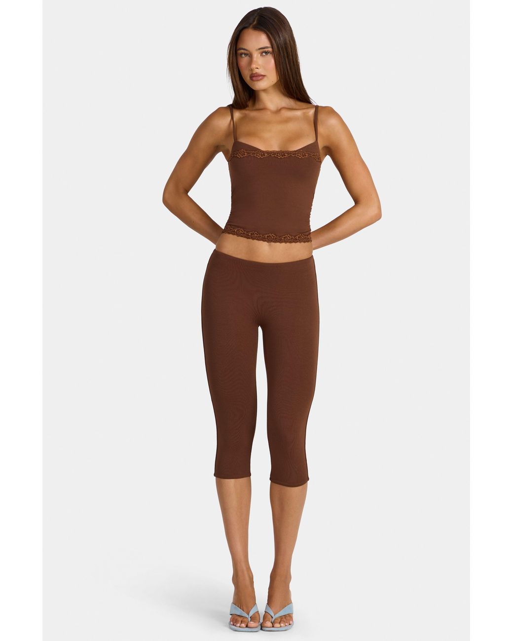 Oh Polly Brown Modal Capri Leggings