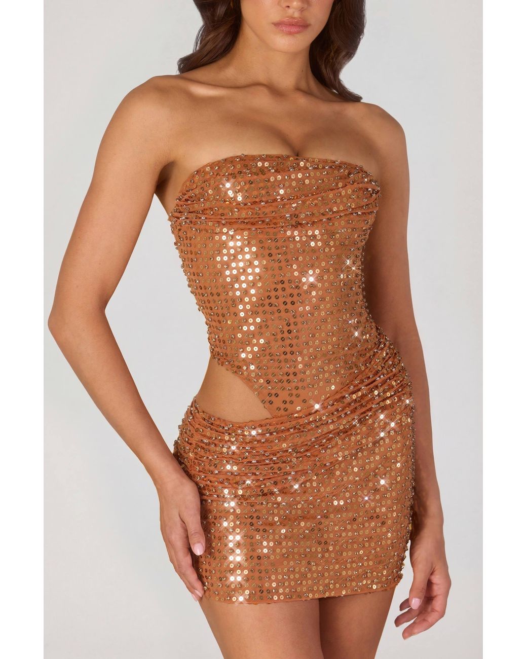 Oh Polly Multicolor Embellished Cut-Out Mini Dress