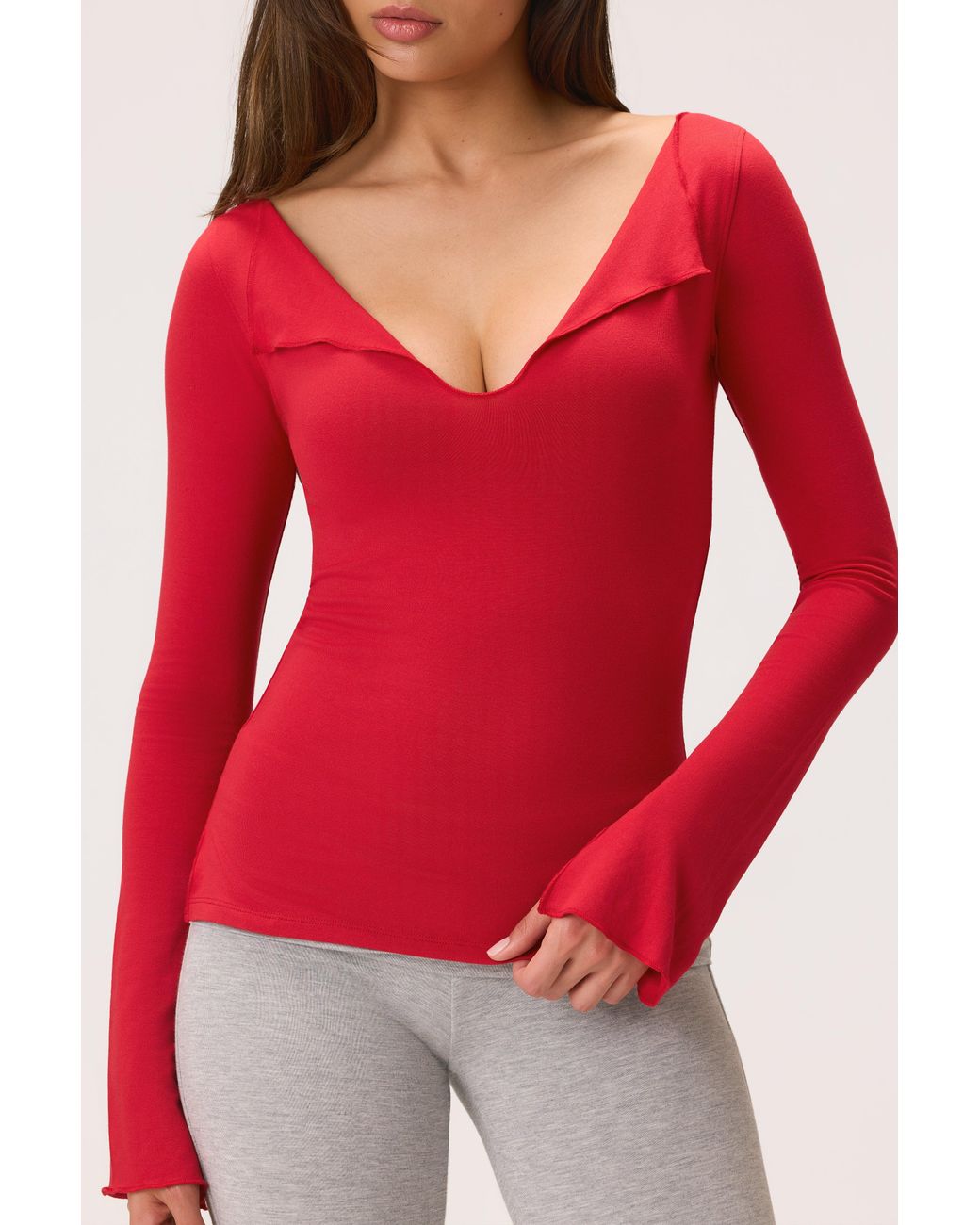 BO+TEE Red Buttercloud Long-Sleeve Top