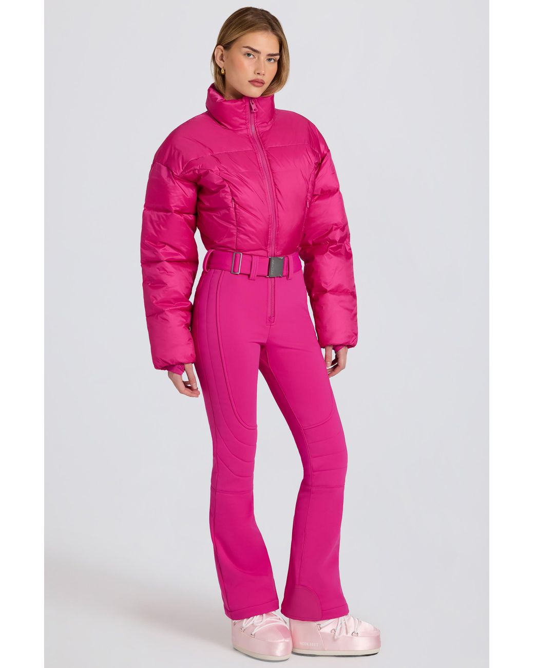 BO+TEE Pink Waterproof Padded Belted Ski Suit