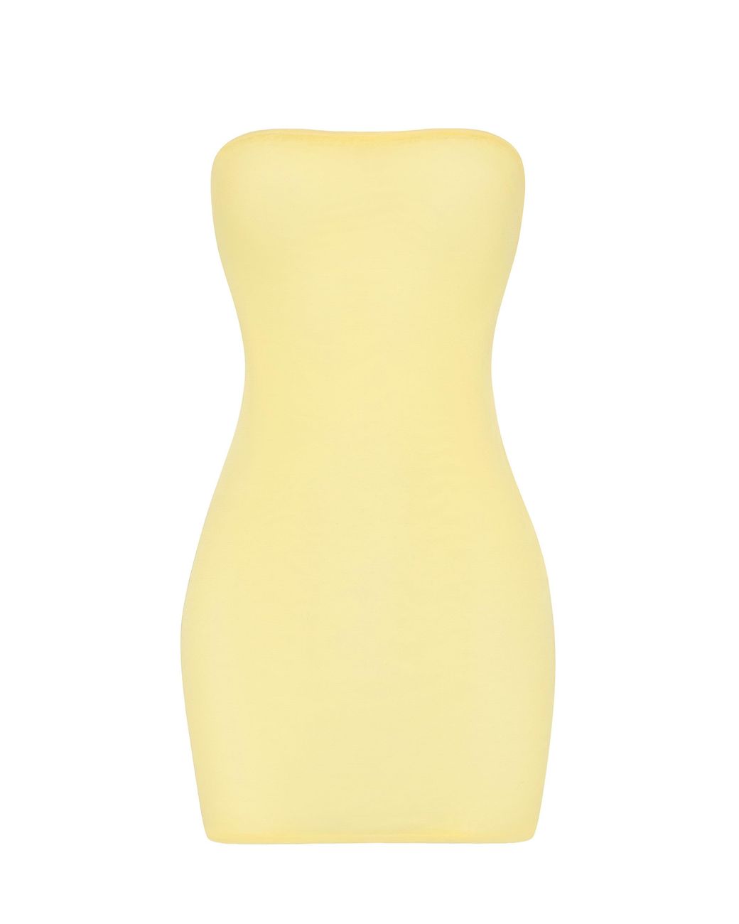 Oh Polly Yellow Soft Sheer-Mesh Bandeau Mini Slip Dress