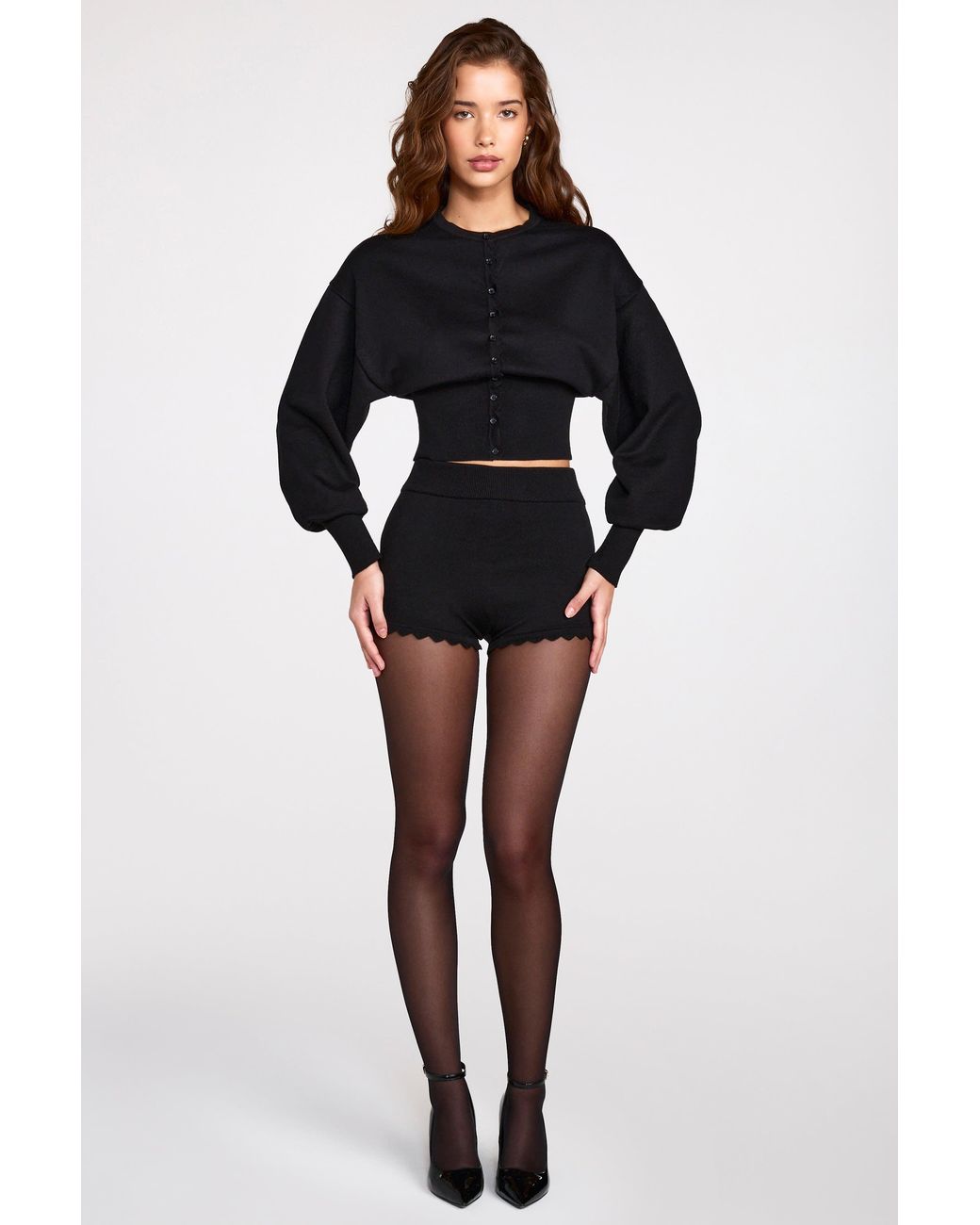 Oh Polly Black Knit Long-Sleeve Cardigan