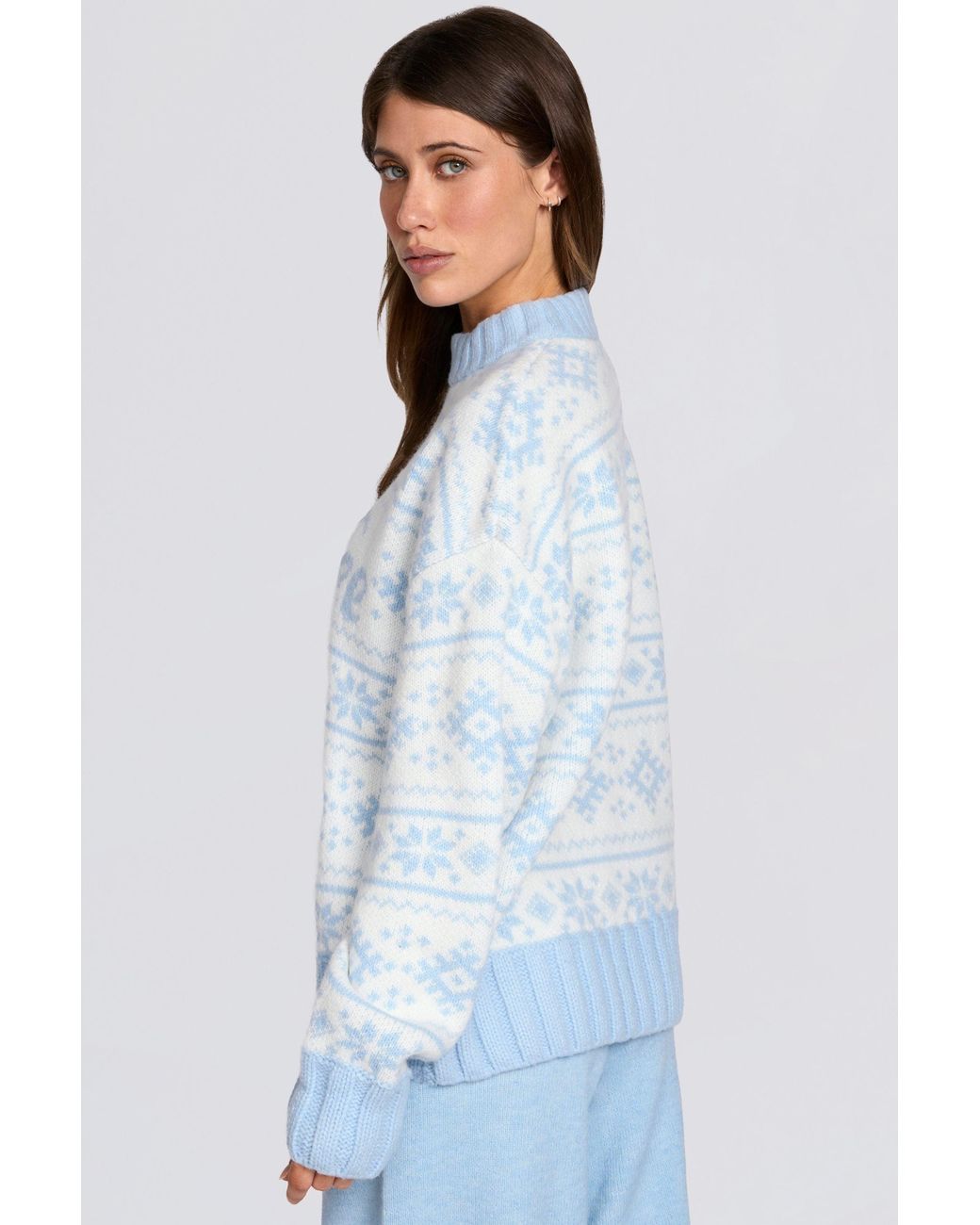 BO+TEE Blue Jacquard-Knit Oversized Jumper