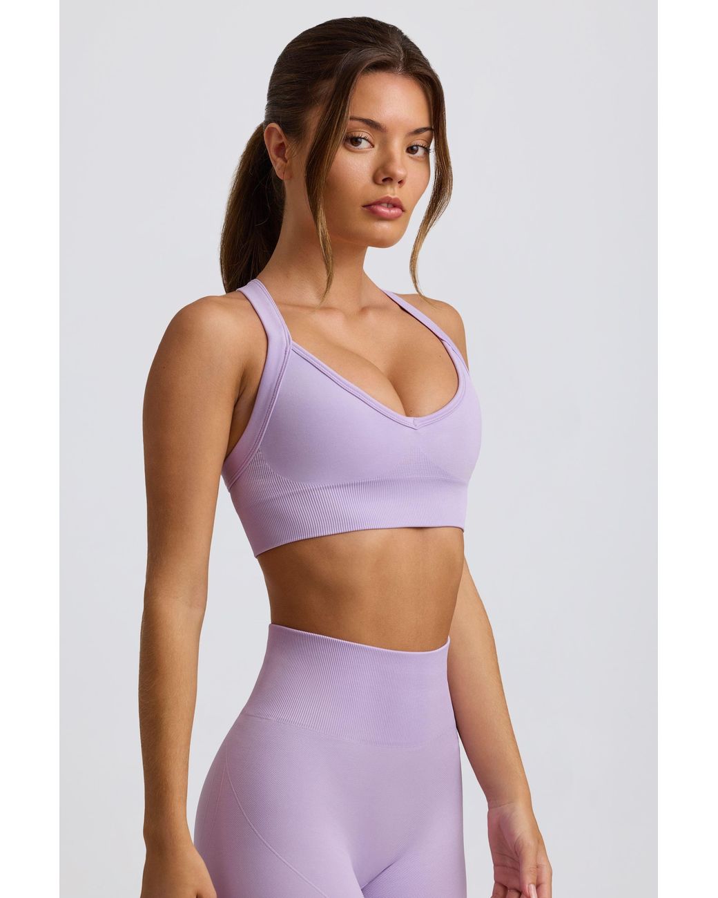 BO+TEE Purple Super Sculpt Seamless Cross-Back Sports Bra