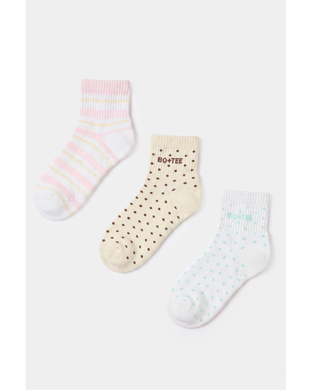 BO+TEE Multicolor Pilates 3-Pack Socks