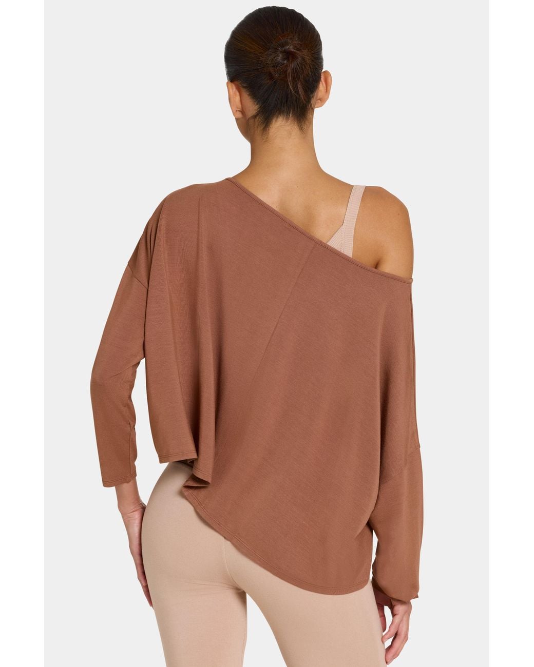 BO+TEE Brown Buttercloud Slouchy Off-Shoulder Top
