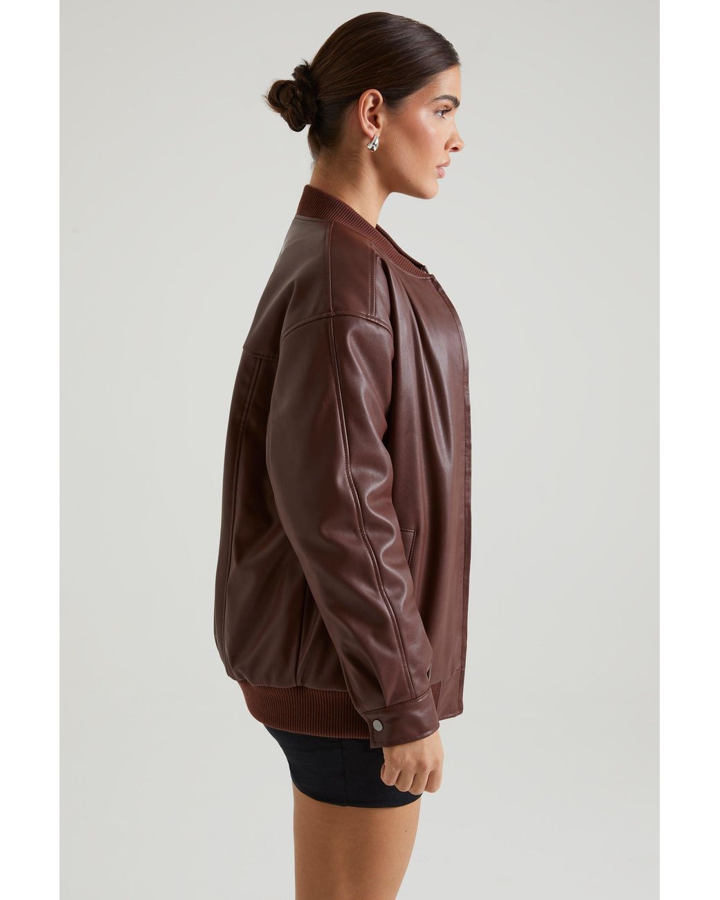 Oh Polly Brown Faux Leather Jacket