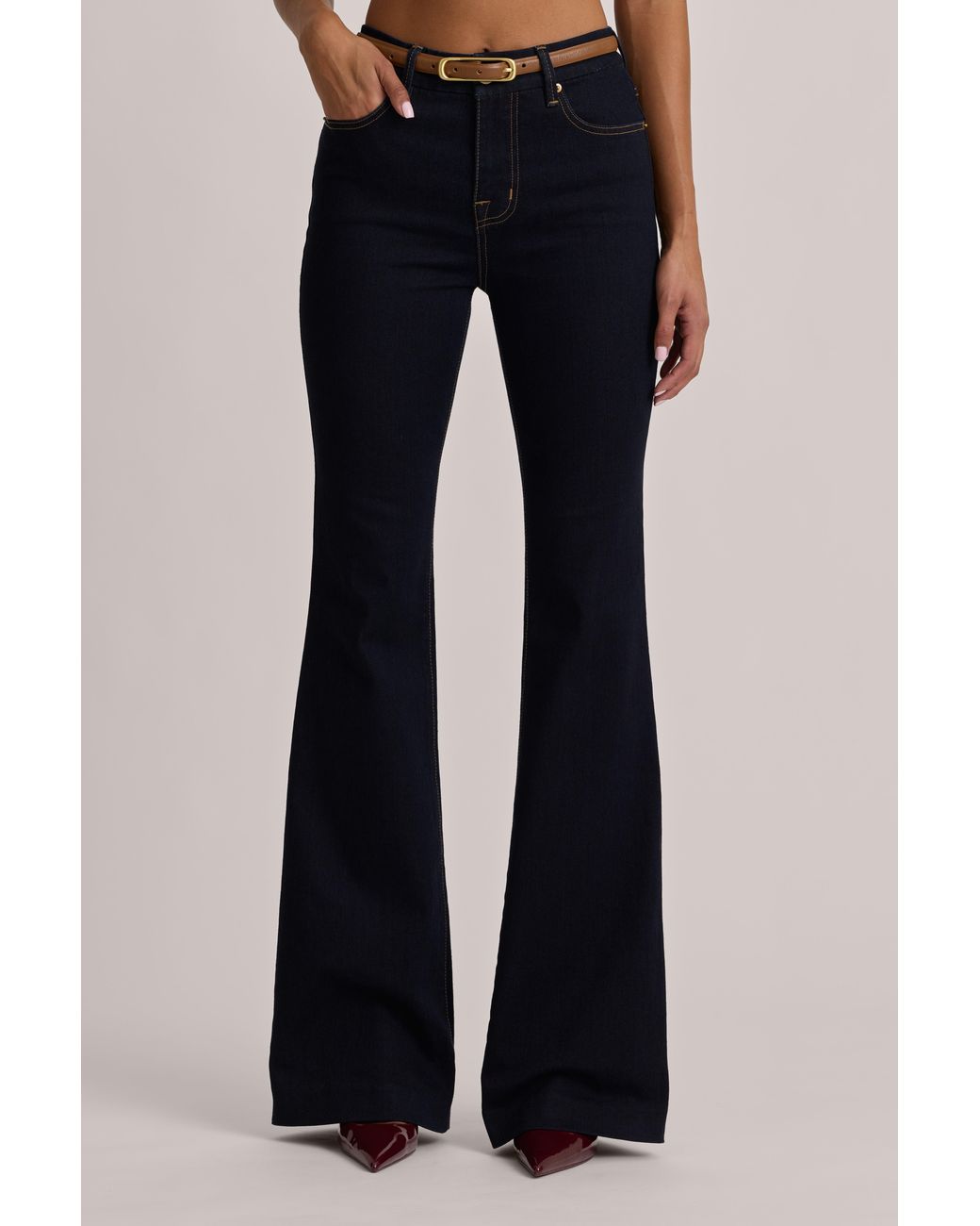 Oh Polly Blue High-Rise Flared Jeans