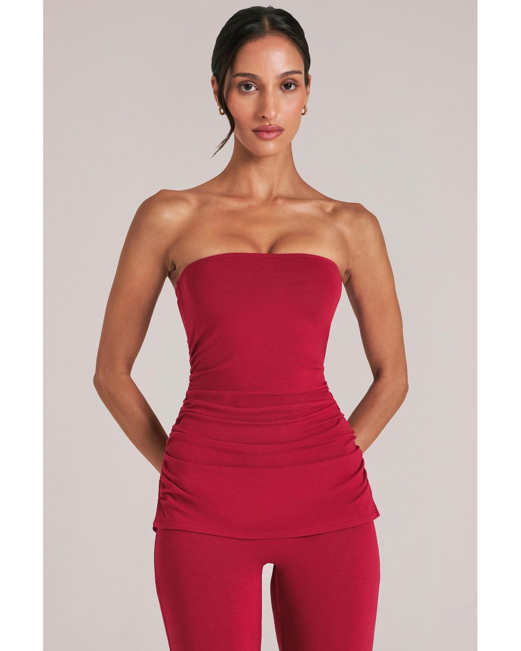 Oh Polly Red Bandeau Longline Top