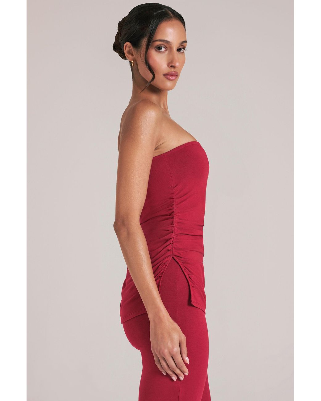 Oh Polly Red Bandeau Longline Top