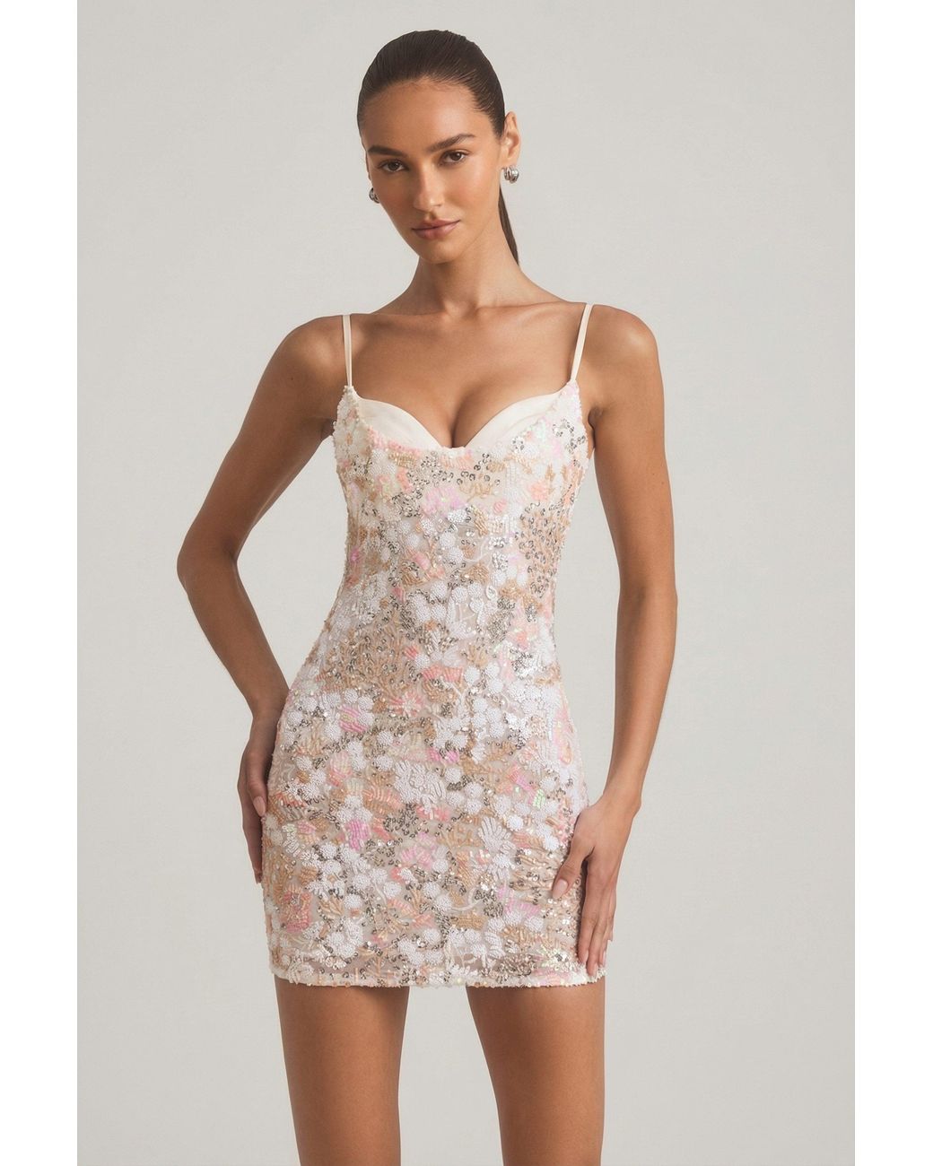 Oh Polly Multicolor Embellished Camisole Bodycon Mini Dress
