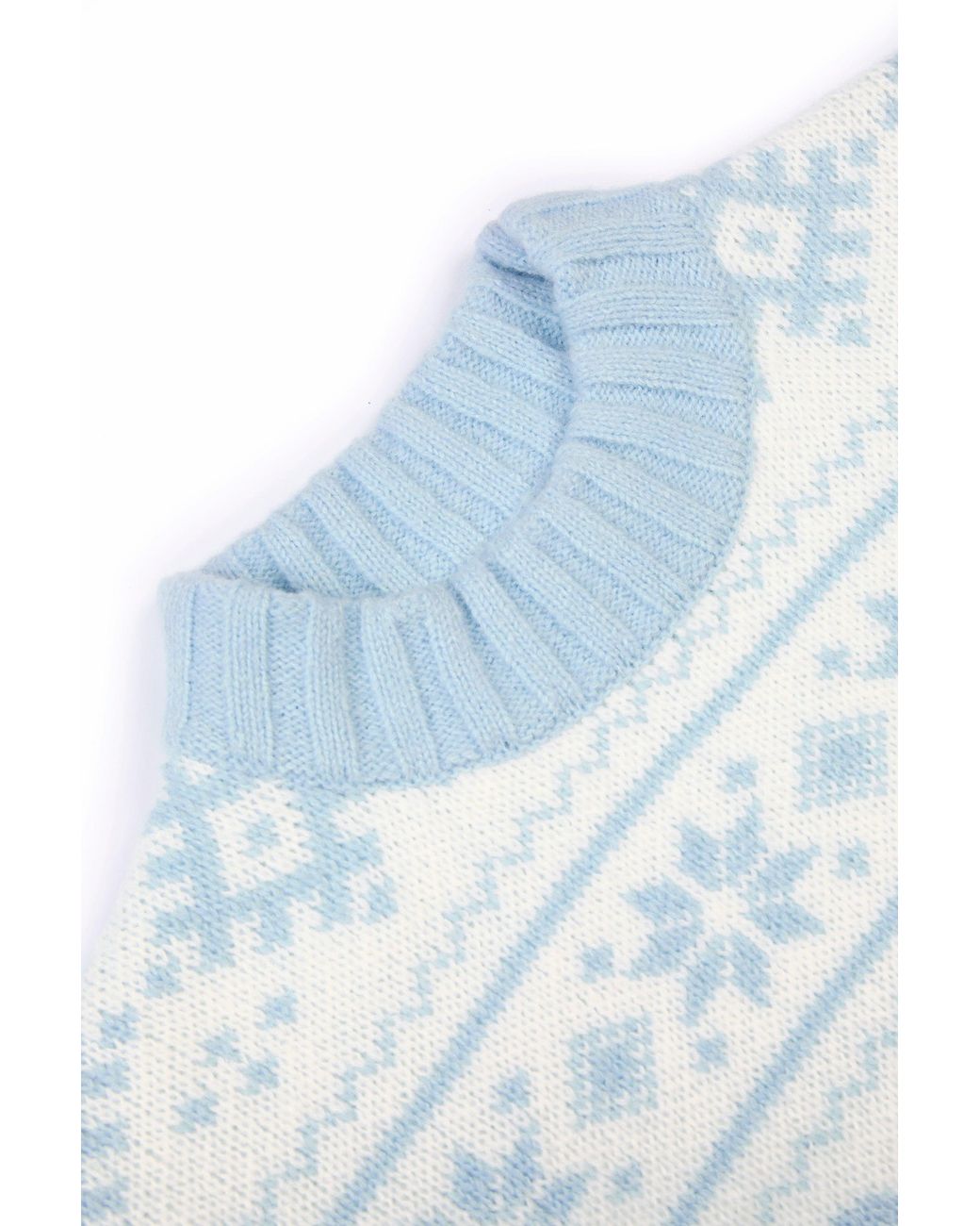 BO+TEE Blue Jacquard-Knit Oversized Jumper
