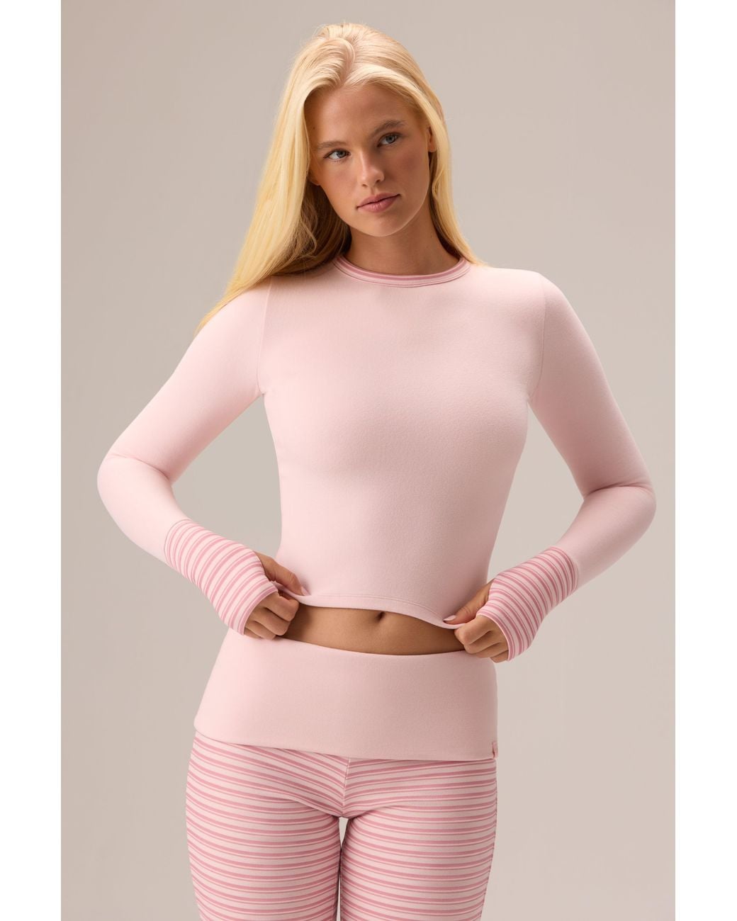 BO+TEE Pink Plush Jersey Long-Sleeve Top