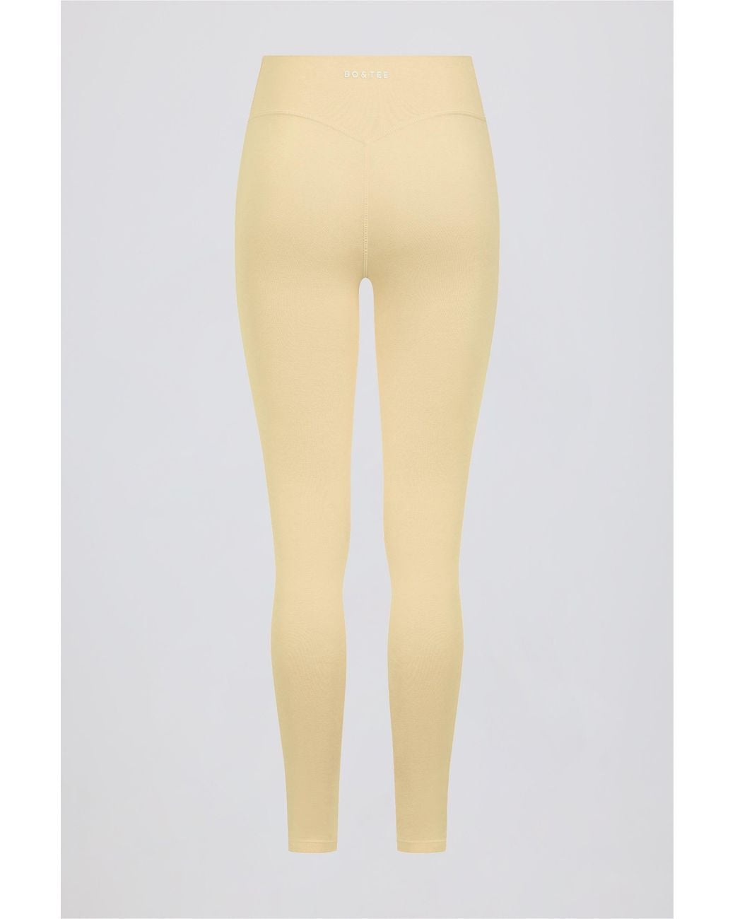 BO+TEE Yellow Brushed Jersey Ruched Mid-Rise Leggings