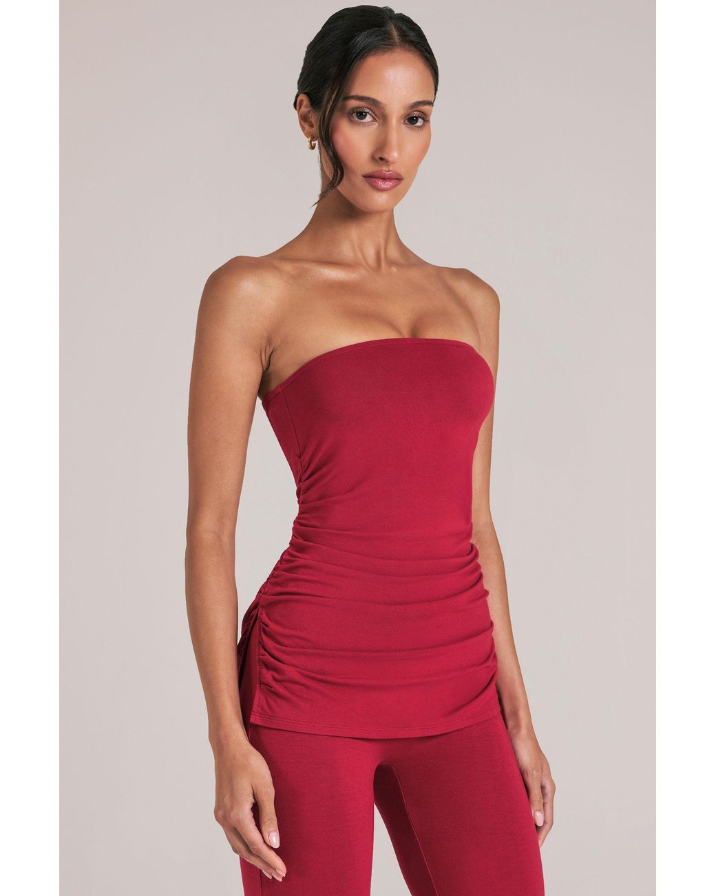 Oh Polly Red Bandeau Longline Top