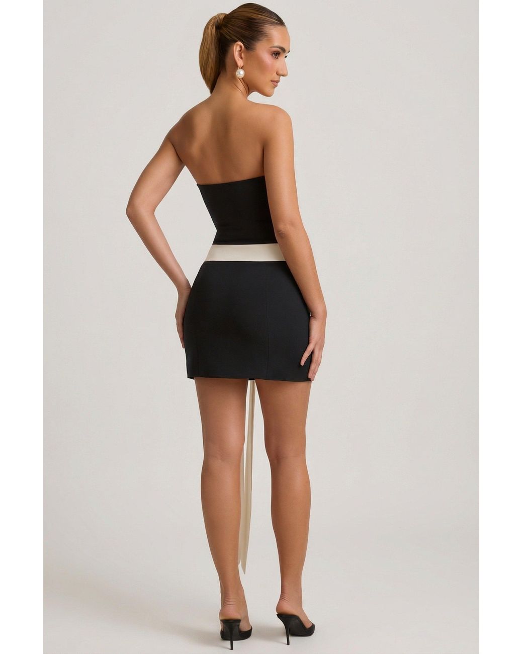 Oh Polly Black Strapless Bow-Detail A-Line Mini Dress