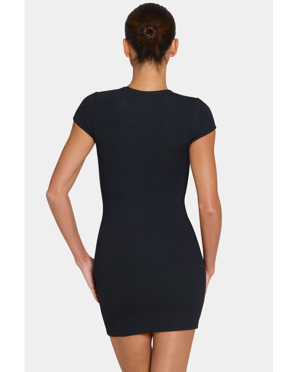 BO+TEE Black Buttercloud Cap Sleeve Mini Dress
