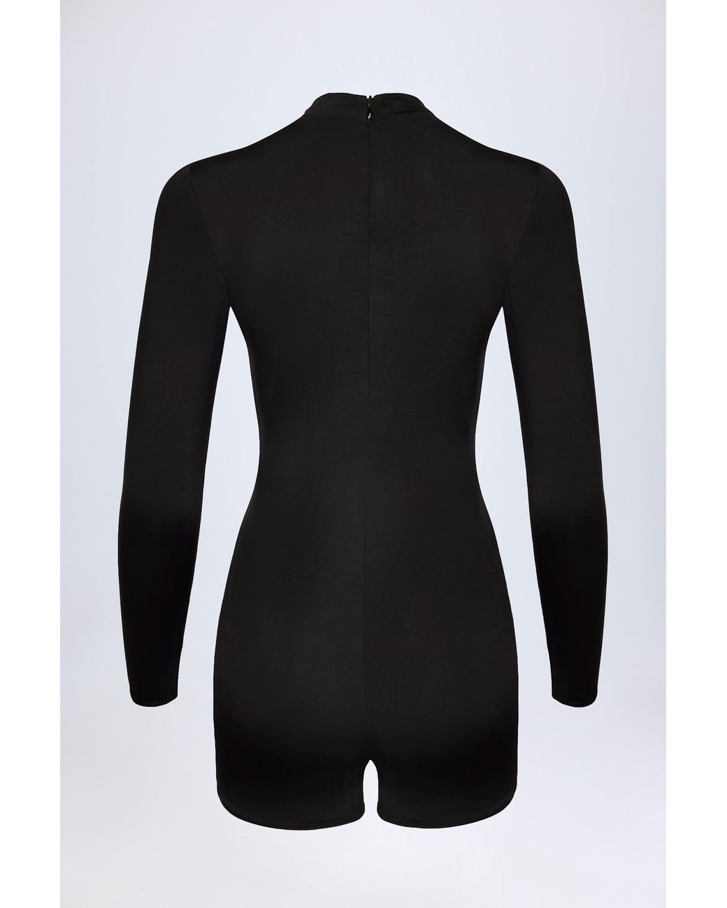 Oh Polly Black Slinky Jersey Long-Sleeve Playsuit