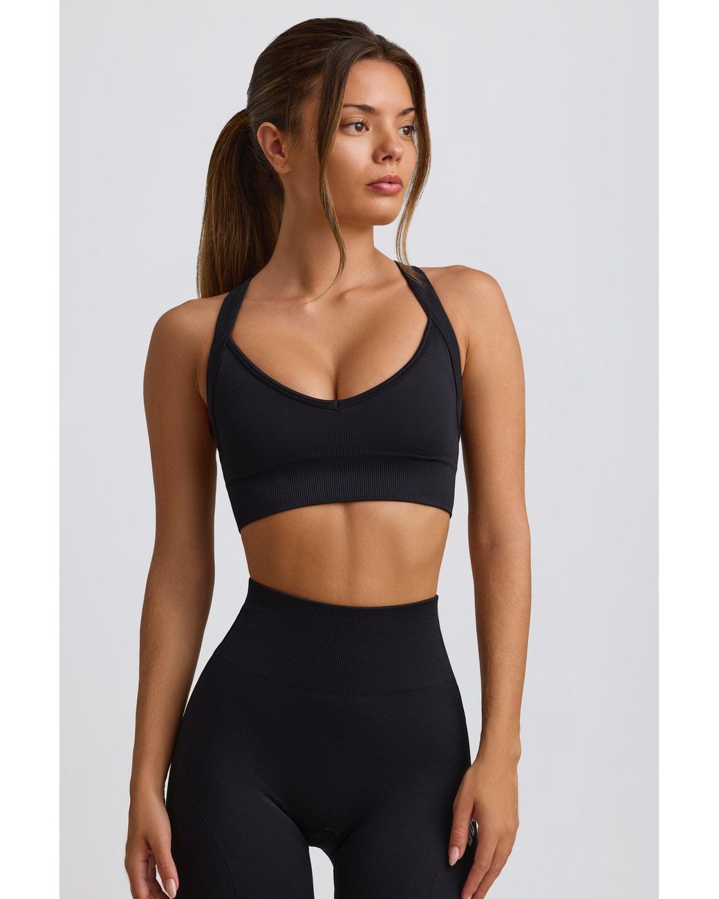 BO+TEE Black Super Sculpt Seamless Crossback Sports Bra