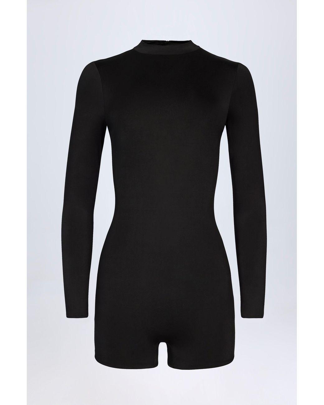 Oh Polly Black Slinky Jersey Long-Sleeve Playsuit