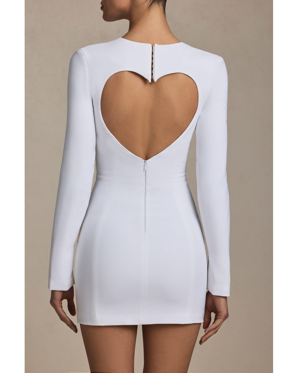 Oh Polly White Cut-Out Heart-Detail Bodycon Mini Dress