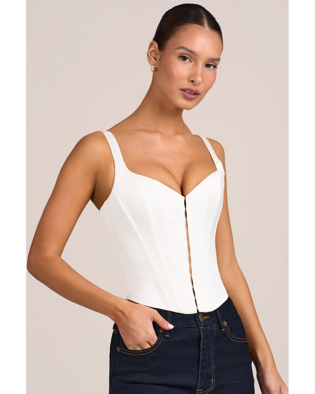 Oh Polly White Satin Corset Top