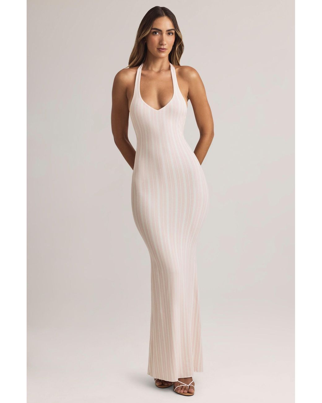 Oh Polly Multicolor Modal Halterneck Maxi Dress